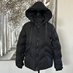Saint + Sinner Womens Black Maxy Hooded Puffer Jacket - Size Small‎
